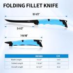 Mossy Oak Fillet Knife, 5.5'' Folding Fillet Knife with Razor Sharp 5Cr15 Stainless Steel Blade, Non-Slip Handle, Protective Sheath, Rust & Corrosion-Resistant Filet Knives for Fish Filleting & Boning