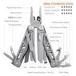 PERWIN Multitool, 17-in-1 Stainless Steel Multi Tool Pliers with Self-Locking, Pocket Knife, Nylon Sheath, Professional (EDC) Multi-Tool for Survival, Camping and Hunting, Hiking, Gifts for Men