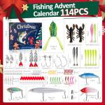 Fishing Advent Calendar 2025,114PCS Fishing Lures Set for Fisher Adult Men Teen Boys,24 Days Christmas Countdown Advent Calendar,2025 Xmas Surprise Gift
