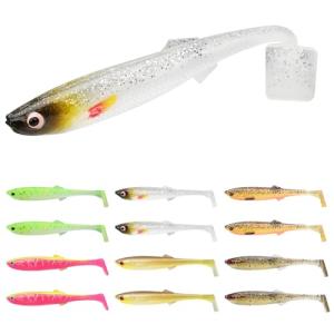 TRUSCEND Hand-Painted Soft Fishing Lures 12PCS, Paddle Tail Swimbaits, Fishing Lures for Bass Trout Crappie Walleye, Durable Plastic Bait for Bass Fishing, Shad Fishing Bait for Freshwater Saltwater