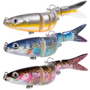RESTCLOUD Fishing Lures for Freshwater and Saltwater, Lifelike Swimbait, Slow Sinking Bass Fishing Lure, 3-Pack (Multi-Jointed Swimbait)