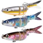 RESTCLOUD Fishing Lures for Freshwater and Saltwater, Lifelike Swimbait, Slow Sinking Bass Fishing Lure, 3-Pack (Multi-Jointed Swimbait)