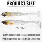 TRUSCEND Hand-Painted Soft Fishing Lures 12PCS, Paddle Tail Swimbaits, Fishing Lures for Bass Trout Crappie Walleye, Durable Plastic Bait for Bass Fishing, Shad Fishing Bait for Freshwater Saltwater