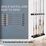 linguang Organizer Wall Mount 6/8 vertical/Horizontal for Fishing Rod Holders and Pole Racks Accessory to Garage Door Home Room(Gray 6 Vertical)