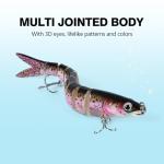 RESTCLOUD Fishing Lures for Freshwater and Saltwater, Lifelike Swimbait, Slow Sinking Bass Fishing Lure, 3-Pack (Multi-Jointed Swimbait)