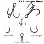 INFISHCEO Fishing Treble Hooks Kit, 200pcs Mixed Sizes 2, 4, 6, 8, 10, High Carbon Steel, 3X Strong, Sharp, Round Bend, Saltwater & Freshwater