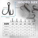 INFISHCEO Fishing Treble Hooks Kit, 200pcs Mixed Sizes 2, 4, 6, 8, 10, High Carbon Steel, 3X Strong, Sharp, Round Bend, Saltwater & Freshwater