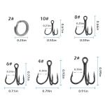 INFISHCEO Fishing Treble Hooks Kit, 200pcs Mixed Sizes 2, 4, 6, 8, 10, High Carbon Steel, 3X Strong, Sharp, Round Bend, Saltwater & Freshwater