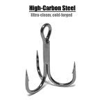 wLure Fishing Hooks Treble Hooks for Hook Upgrade Cutting Blade 4X Strong Short Shank Black Nickle FH87HP60#4