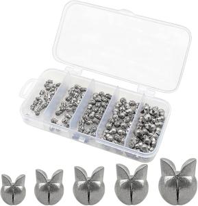 150pcs/Box Split Shot Fishing Sinkers, 5 Sizes Fishing Weights Sinkers Open Mouth Design Weights Clip Freshwater Saltwater Fishing Accessories