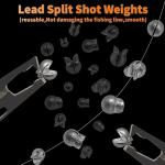 150pcs/Box Split Shot Fishing Sinkers, 5 Sizes Fishing Weights Sinkers Open Mouth Design Weights Clip Freshwater Saltwater Fishing Accessories