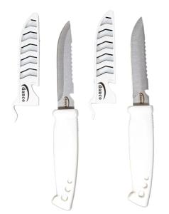 danco Deluxe Bait Knife 2-Pack Bundle – 4" Stainless Steel Blade with Sheath, White Handle – Sharp Fishing Knife for Cutting Bait, Saltwater & Freshwater Fishing Gear, Fillet Prep Tool
