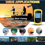 Atibin Handheld Kayak Fish Depth Finder Portable Transducer Fish Finder Sonar Boat Dock Fish Finders Display Water Fishing Yellow