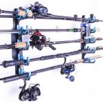 KULPORT Fishing Rod Holders for Garage, Wall or Ceiling Mounted Fishing Rod Rack, Fishing Pole Holders with Soft Protective Pad, Holds up to 10 Rod or Combos or Nets Storage (1 PACK)