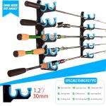 KULPORT Fishing Rod Holders for Garage, Wall or Ceiling Mounted Fishing Rod Rack, Fishing Pole Holders with Soft Protective Pad, Holds up to 10 Rod or Combos or Nets Storage (1 PACK)