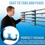 KULPORT Fishing Rod Holders for Garage, Wall or Ceiling Mounted Fishing Rod Rack, Fishing Pole Holders with Soft Protective Pad, Holds up to 10 Rod or Combos or Nets Storage (1 PACK)