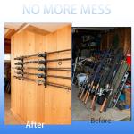 KULPORT Fishing Rod Holders for Garage, Wall or Ceiling Mounted Fishing Rod Rack, Fishing Pole Holders with Soft Protective Pad, Holds up to 10 Rod or Combos or Nets Storage (1 PACK)