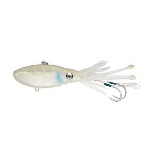 Nomad Design Squidtrex Patented Vibrating Fishing Lure- Scent Added TPE Soft Plastic Lure for Saltwater w/Strong BKK Assist Hooks, Fishing Bait That Catches Many Species, 150mm 6" 4 3/4oz- White Glow