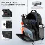 KastKing BaitSpace Fishing Tackle Bag, Water-resistant Tackle Storage with 2 Black Camo Tackle Boxes & Detachable Soft Bait Binder, Adjustable Backpack for Bank, Wading, & Boat Fishing