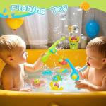 Toddler Bath Toys for Babies, 26 Pcs Mold Free Bathtub Toys with Fishing Rod Floating Boats Spoons Bucket No Hole Sea Animals and Storage Bag, Water Table Pool Toys for Toddlers and Kids