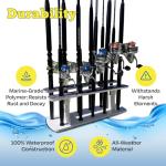 Rush Creek Creations Reel Salty Premium Marine Grade 11-Rod Fishing Rod Holder with Bi-Level Design, UV-Resistant, 100% Waterproof Fishing Pole Holder for Garage and Dock, Securely Holds 11 Rods