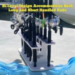 Rush Creek Creations Reel Salty Premium Marine Grade 11-Rod Fishing Rod Holder with Bi-Level Design, UV-Resistant, 100% Waterproof Fishing Pole Holder for Garage and Dock, Securely Holds 11 Rods