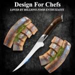 Bodacious Knives Handmade Fillet Knife, Super High Carbon Stainless Steel Boning Knife, Professional Ultra Sharp Fish knife with Ergonomic Wooden Handle, Home & kithcen use