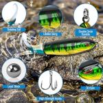 Fishing Lure - 7-Piece Topwater & Swimbait Set with 360° Rotating Propeller Tail Lures, Weedless Frog Baits,3D Eyes S-Shaped Diving Crankbait for Bass, Pike, Walleye, Anti-Loss Hooks