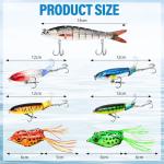 Fishing Lure - 7-Piece Topwater & Swimbait Set with 360° Rotating Propeller Tail Lures, Weedless Frog Baits,3D Eyes S-Shaped Diving Crankbait for Bass, Pike, Walleye, Anti-Loss Hooks