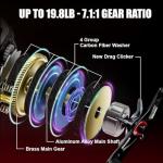 SEASIR Cammando Power Baitcasting Reel, BFS Baitcaster Reel, 6.6oz Ultralight Fishing Reel, Max Drag 19.8LB, 6+1 NMB Bearing, 7.1:1 Ratio, Carbon Fiber Washer, Saltwater Freshwater, Heavy Duty, Grey