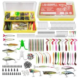 Landseas Fishing Lure Kits,247Pcs All-ScenarioTackle Box with Tackle Included,Hooks,Spoon,Weights&Ohter Accessories for Bass Trout Salmon，Lure Bait Gear Equipment Kit Christmas Gift for Man，Angler