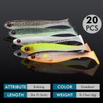 TRUSCEND 20PCS Soft Fishing Lures, Paddle Tail Swimbaits, Fishing Lures for Bass Trout Crappie Walleye, Durable Plastic Bait for Bass Fishing, Shad Fishing Bait for Freshwater Saltwater