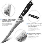 SHAN ZU 7 Inch Fillet Knife, Japanese Steel Damascus Boning Knife, Professional Sharp High Carbon Super Steel Kitchen Utility Knife with Ergonomic G10 Glass Fiber Handle