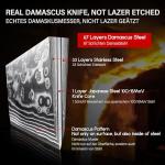 SHAN ZU 7 Inch Fillet Knife, Japanese Steel Damascus Boning Knife, Professional Sharp High Carbon Super Steel Kitchen Utility Knife with Ergonomic G10 Glass Fiber Handle