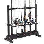 Jorazor Fishing Rod Holders,Fishing Pole Holders,Fishing Rod Rack,24 Slots to Hold Rods & Reel Combo,Lightweight Aluminum Vertical Fish Pole Garage Storage with Wheels (Black)