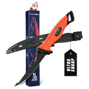 TAN REN 5 Inch Bait Knife for Fishing, Sharp Stainless Steel Fish Knife for Filleting and Cleaning, Perfect Fillet Knives with Sheath for Saltwater or Freshwater Use