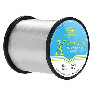 SF Monofilament Fishing Line Premium Spool X-Strong Mono Nylon Material Leader Line for Saltwater Freshwater Balloon Garland Hanging Decorations 8/10/12/15/20/25/30/40/50/60/80/100LB