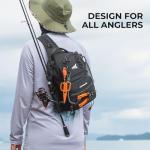 KastKing BaitSpace Standard Fishing Tackle Sling Bag, Water-resistant Sling Pack for Bank, Wader & Boat Fishing, Rod & Beverage Holder, Adjustable Straps, Durable 420D Nylon Fabric