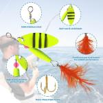 16pcs Fishing Lures Spinner Baits, Trout Bass Salmon Lures Kit with Treble Fishing Hooks & Rooster Tail, Fishing Gears Spinnerbait Spoons Baits for Freshwater Saltwater Trout, Gift for Men