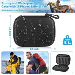 16pcs Fishing Lures Spinner Baits, Trout Bass Salmon Lures Kit with Treble Fishing Hooks & Rooster Tail, Fishing Gears Spinnerbait Spoons Baits for Freshwater Saltwater Trout, Gift for Men