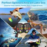 16pcs Fishing Lures Spinner Baits, Trout Bass Salmon Lures Kit with Treble Fishing Hooks & Rooster Tail, Fishing Gears Spinnerbait Spoons Baits for Freshwater Saltwater Trout, Gift for Men