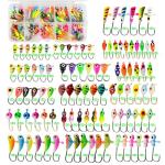 Master Ice Fishing Jigs Kit, Glow in Dark Ice Fishing Lures Set with Sensitive Jig Heads for Panfish, Crappie, Walleye, Perch with Tackle Storage Box(100pcs)