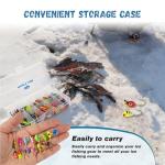 Master Ice Fishing Jigs Kit, Glow in Dark Ice Fishing Lures Set with Sensitive Jig Heads for Panfish, Crappie, Walleye, Perch with Tackle Storage Box(100pcs)