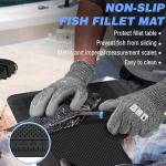 FLISSA 4PCS Fish Fillet Set with 6" Fillet Knife, 24"*13" Non-Slip Fish Fillet & Cleaning Mat, Knife Sharpener and Cut Resistant Gloves, Fish Cleaning kit for Easy Fish Cleaning, Filleting and Cutting