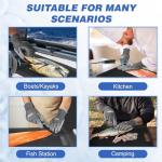 FLISSA 4PCS Fish Fillet Set with 6" Fillet Knife, 24"*13" Non-Slip Fish Fillet & Cleaning Mat, Knife Sharpener and Cut Resistant Gloves, Fish Cleaning kit for Easy Fish Cleaning, Filleting and Cutting