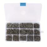 Elvaesther 1600PCS Barbed Fishing Hooks with Holes, Bait Holder Hooks in 10 Sizes, Carbon Steel Powerful Worm Hooks for Bass, Saltwater & Freshwater Fishing