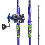 Sougayilang Inshore Saltwater Fishing Rods Combo, 7-Foot Casting Rods with ECT15L Trolling Reel, Contoured EVA Handles & Fighting Butt- Left Handed