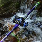 Sougayilang Inshore Saltwater Fishing Rods Combo, 7-Foot Casting Rods with ECT15L Trolling Reel, Contoured EVA Handles & Fighting Butt- Left Handed