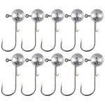 1/12, 1/8, 1/4, 3/8, 1/2 oz Jig Heads 10-Pack, Round Ball Jig Head Hooks Kit with 5 Versatile Weights for Freshwater Saltwater Bass Trout Crappie Fishing Lures, THOUISLAND