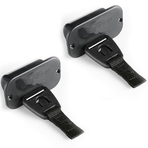 Retractable Rod Straps for Fishing Rods, Gunwale/Deck Mount Self-Retracting Tie-Down Straps, F14200 Rod Saver Strap Fishing Rod Holder, Fishing Pole Holders for Boat Deck, Black - 2 Pack